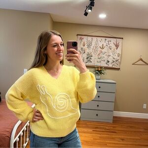 Yellow Snail Embroidered Sweater